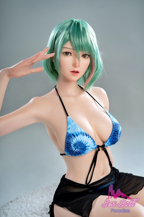 Green hairs Fucking Sex Doll in silicone
